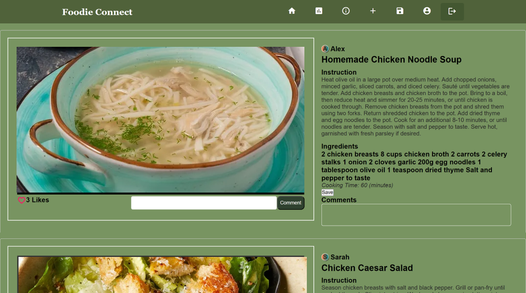 Foodie Connect: Mobile-friendly recipe sharing platform developed by SITE SYMPHONY