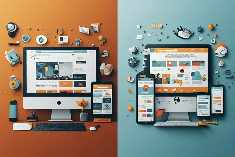 Modern website redesign transforming business online presence and user experience